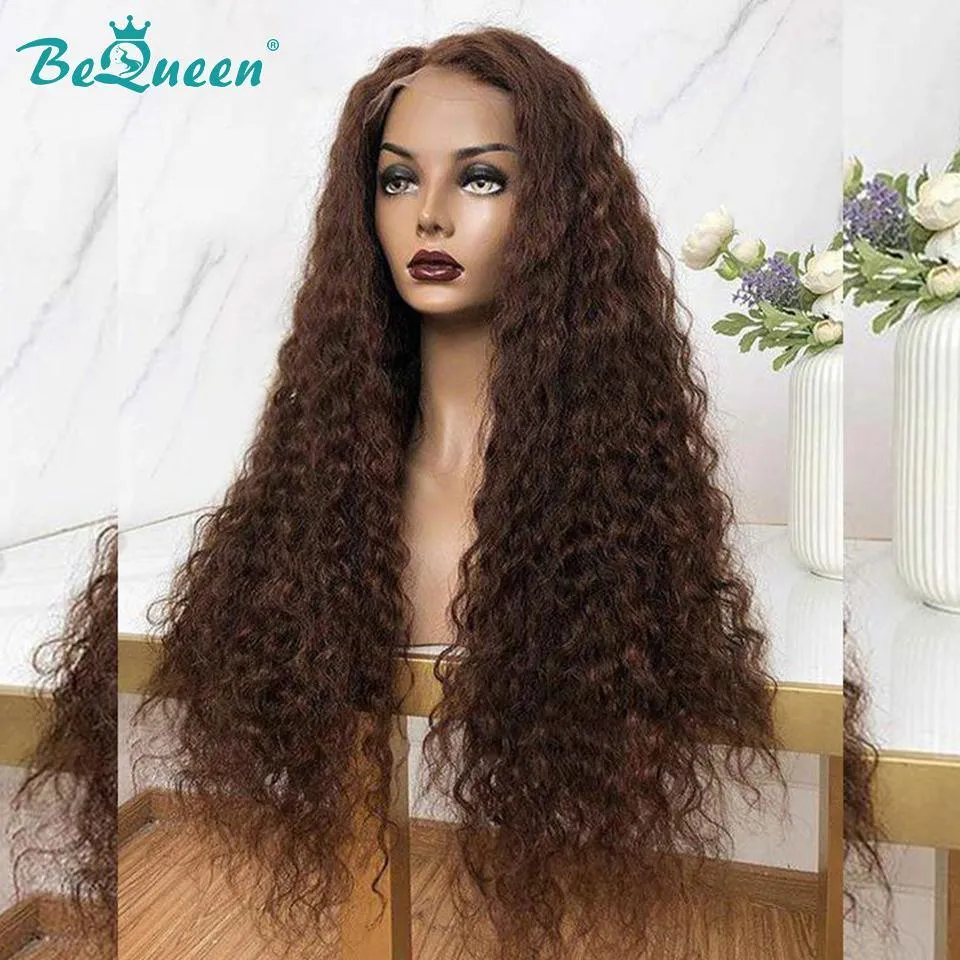 BeQueen “Sheena” Perruque Longue Lisse Couleur Châtain avec Lace Closure 4x4