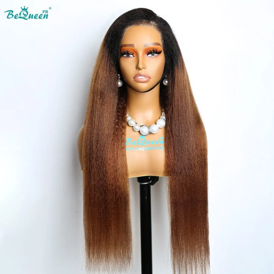 BeQueen “Venetia” Perruque Longue Bords Bouclés Kinky Straight avec Lace Closure 4x4