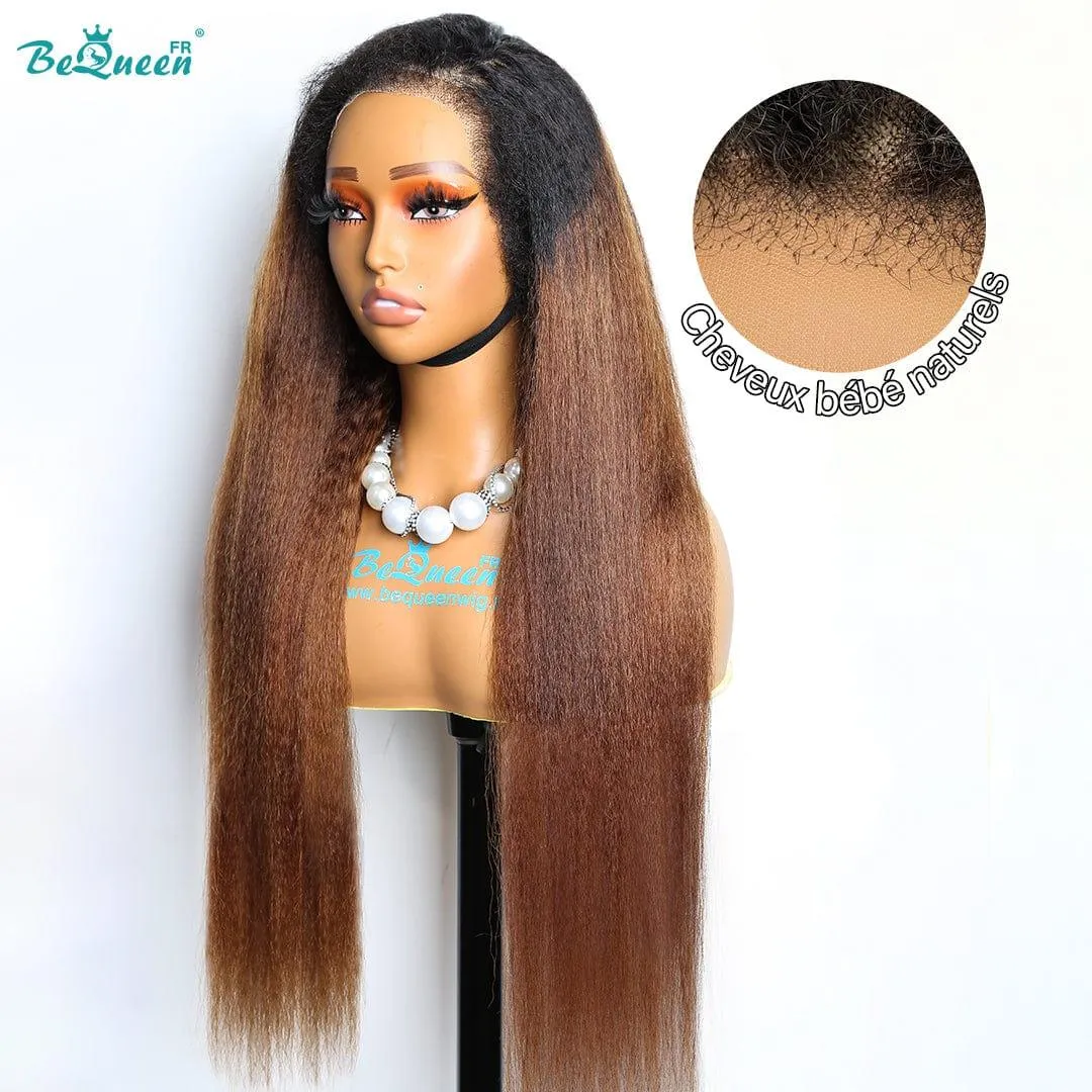 BeQueen “Venetia” Perruque Longue Bords Bouclés Kinky Straight avec Lace Closure 4x4