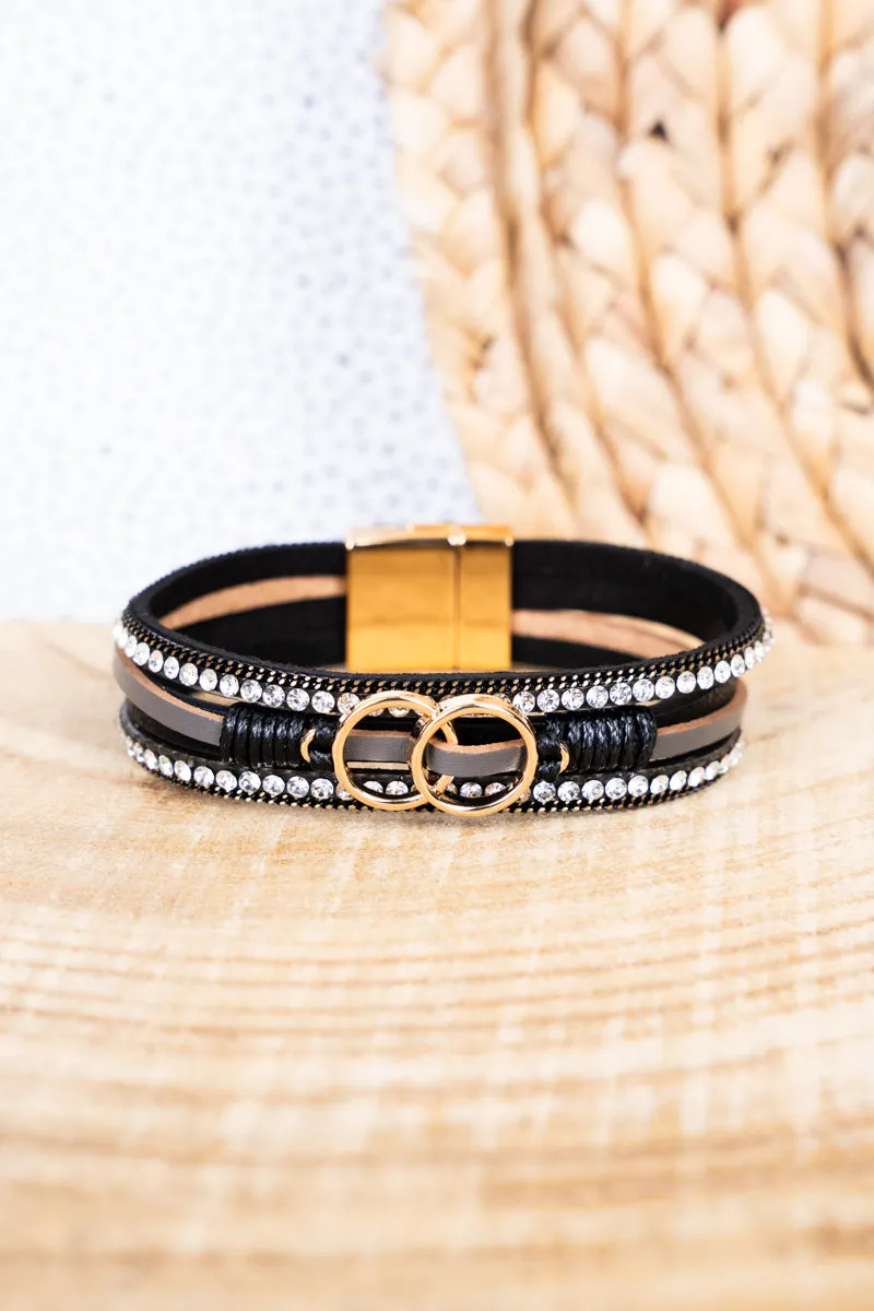 Black Infiniti Goldtone Multi-Strand Magnetic Bracelet