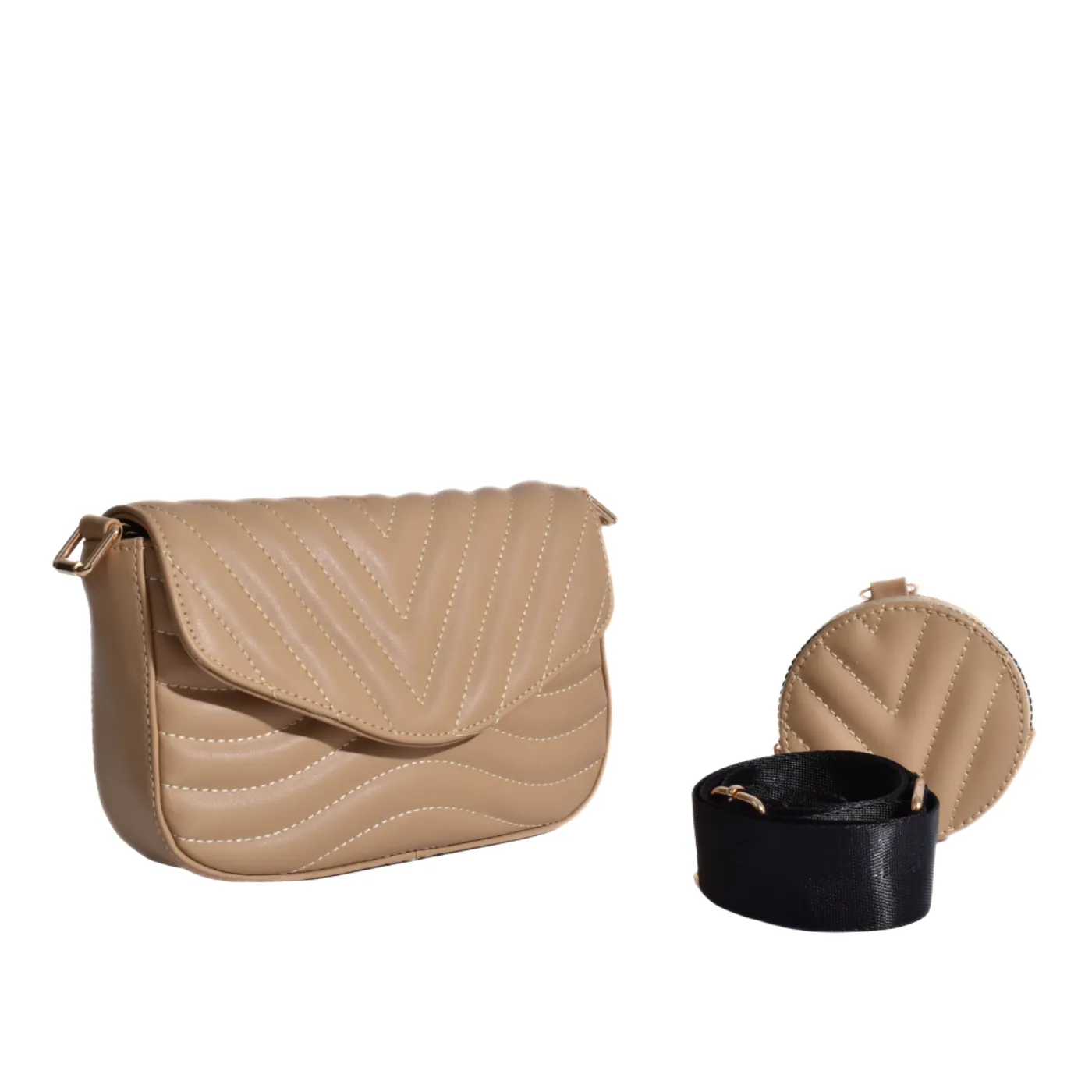 Black Leather Mini Bag With Zipper