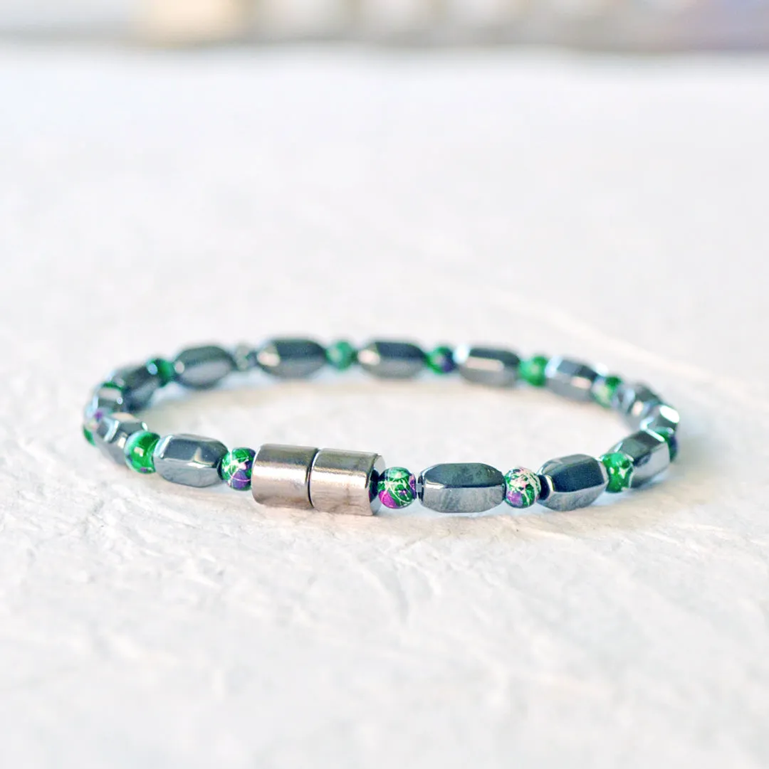 Black/Green Hematite Magnetic Grounding Bracelet