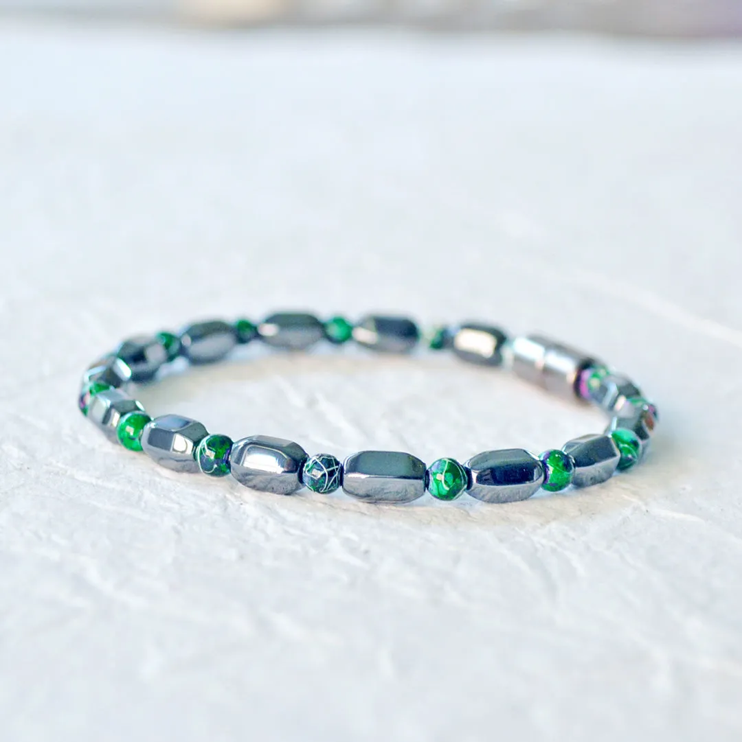 Black/Green Hematite Magnetic Grounding Bracelet