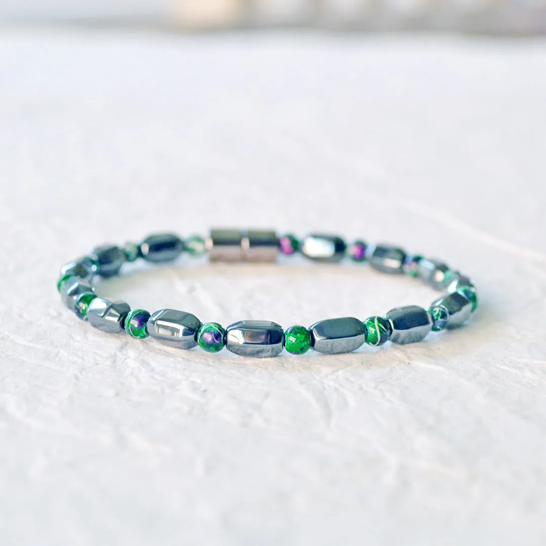 Black/Green Hematite Magnetic Grounding Bracelet