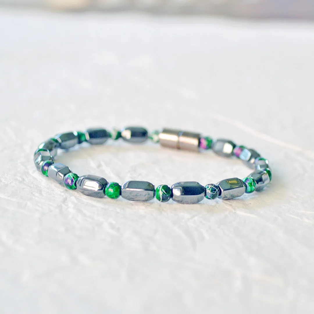 Black/Green Hematite Magnetic Grounding Bracelet