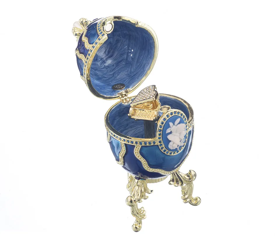 Blue Faberge Egg with Piano Inside