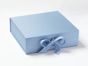 Blue Large Gift Box With Ribbon Magnetic Closure