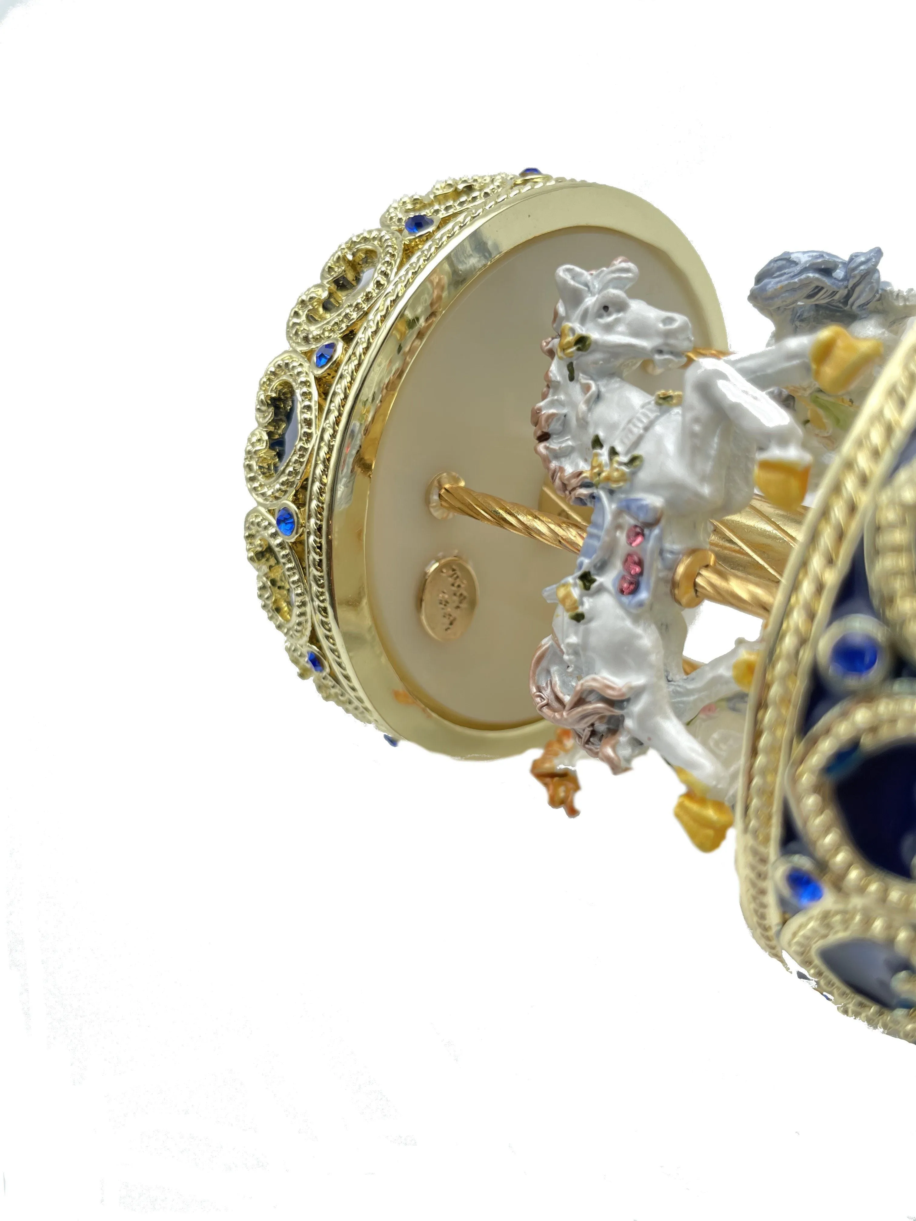 Blue Musical Carousel with Royal Horses