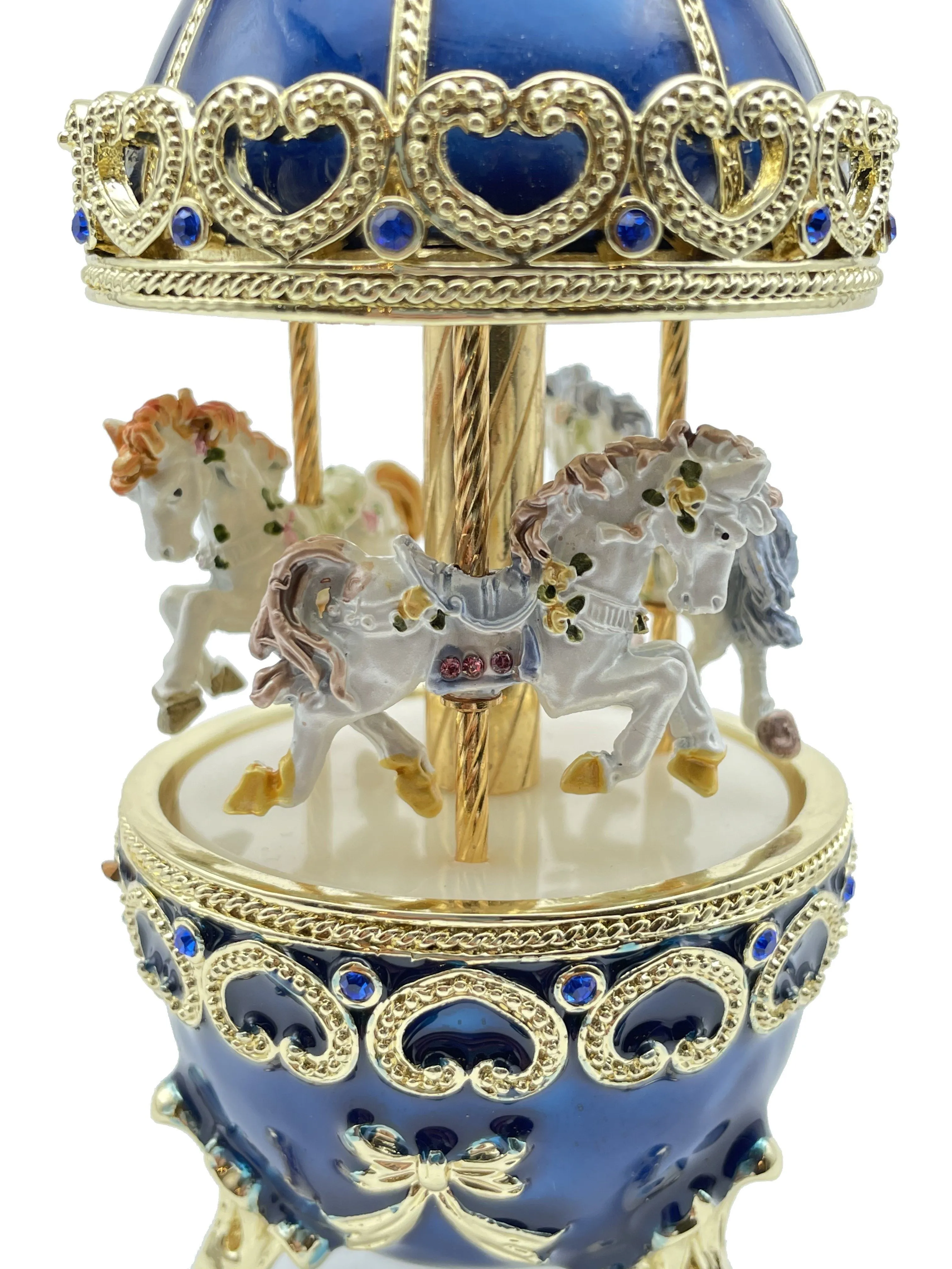 Blue Musical Carousel with Royal Horses