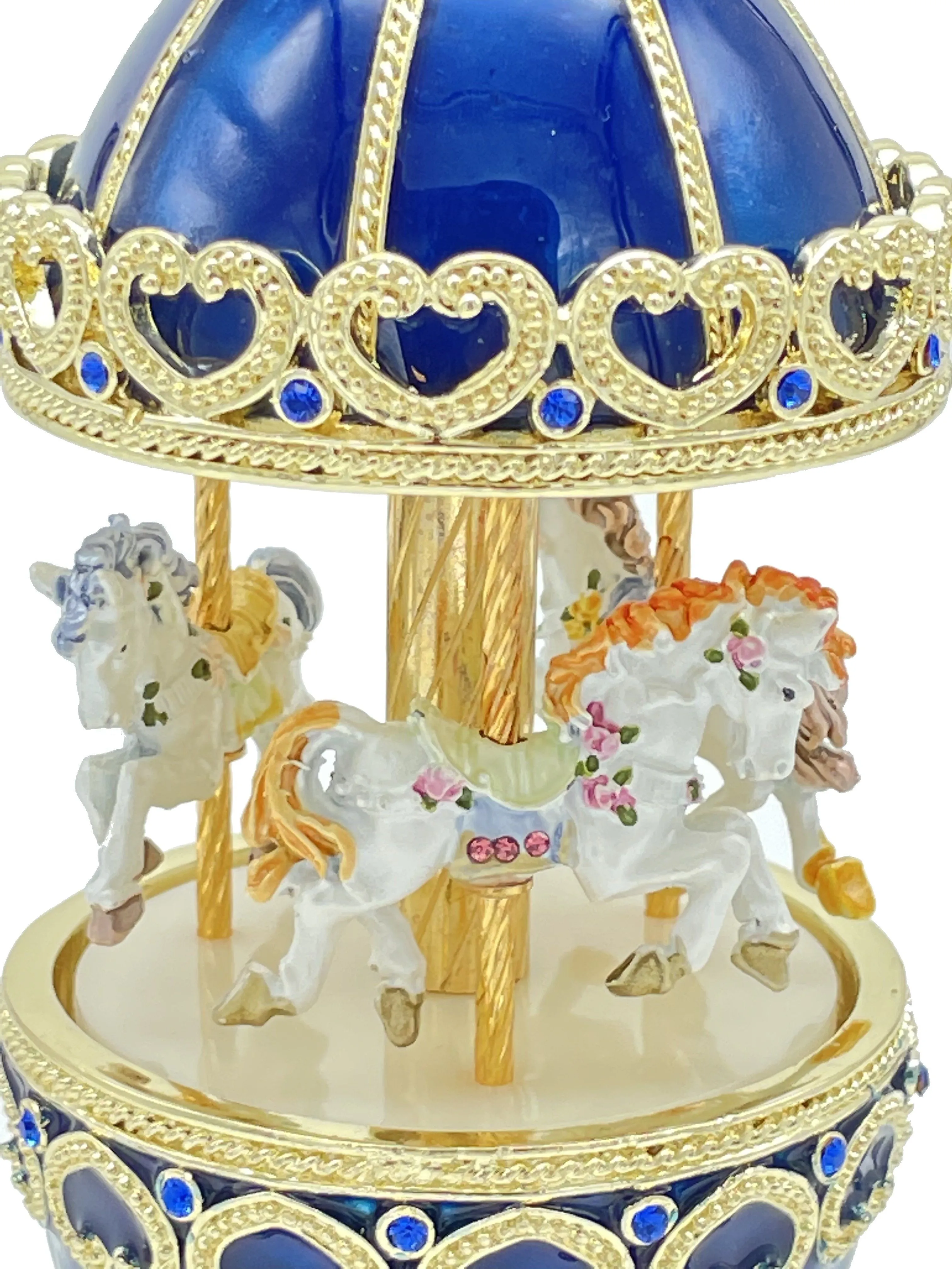 Blue Musical Carousel with Royal Horses