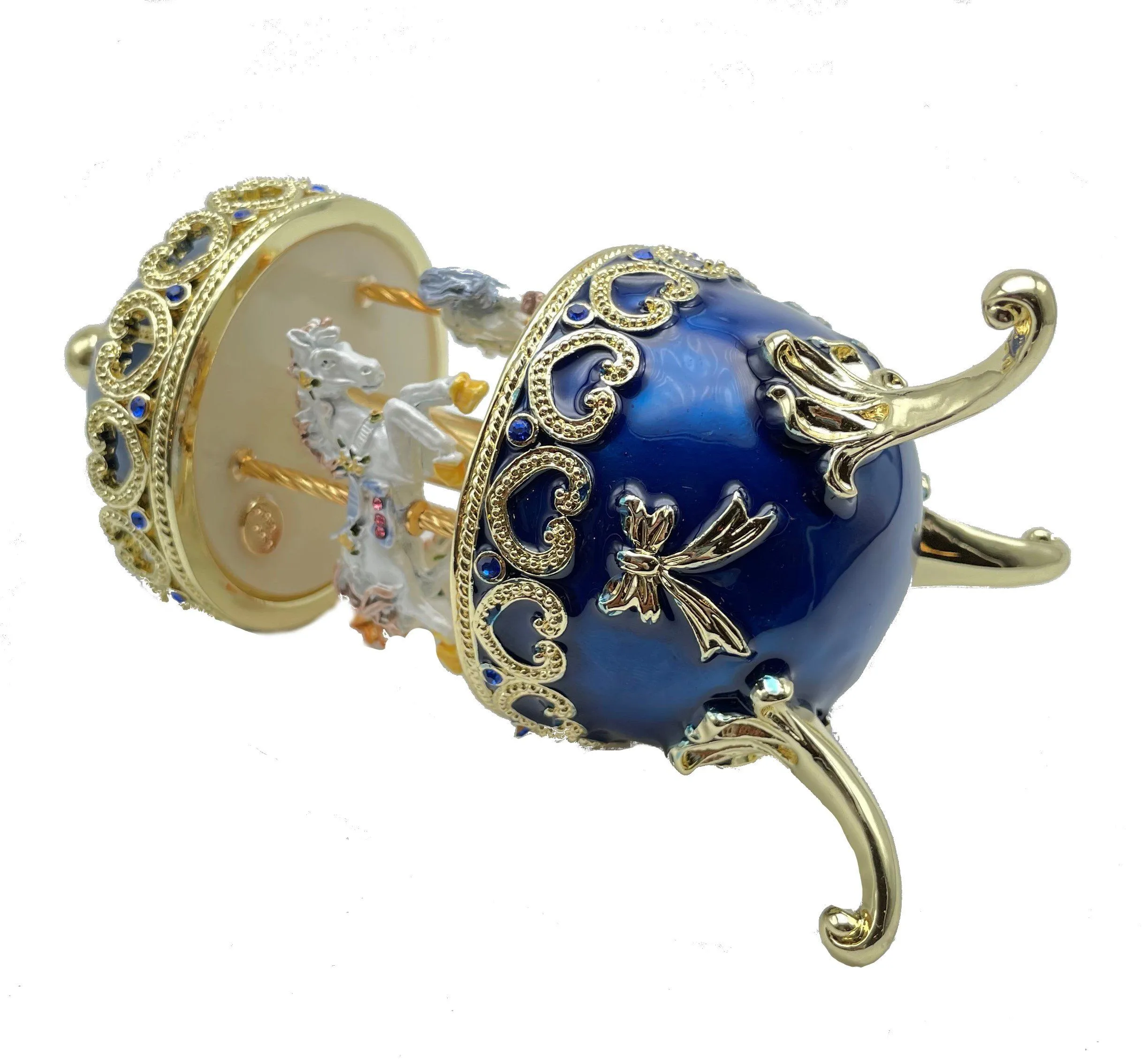 Blue Musical Carousel with Royal Horses