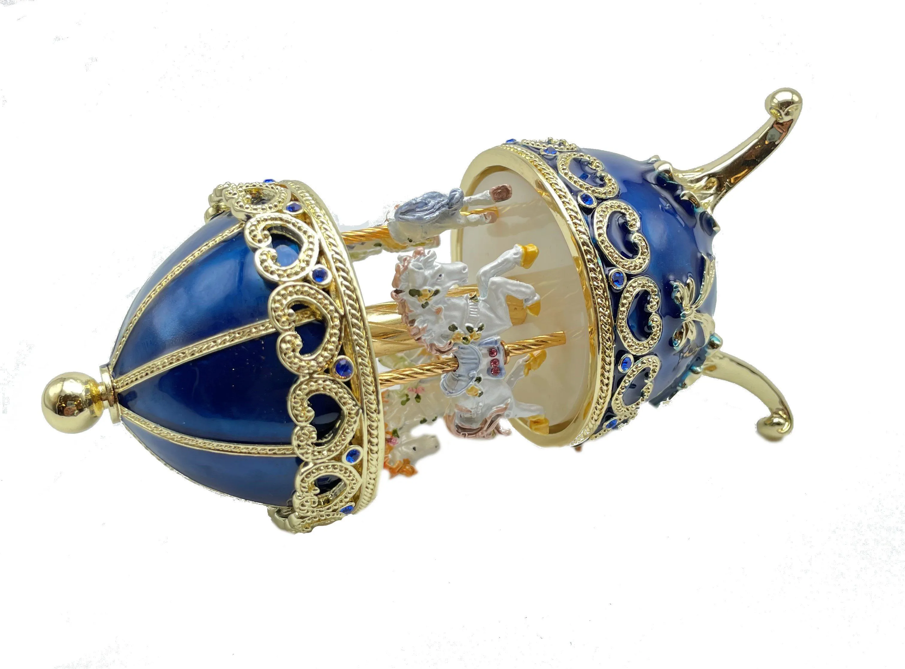 Blue Musical Carousel with Royal Horses