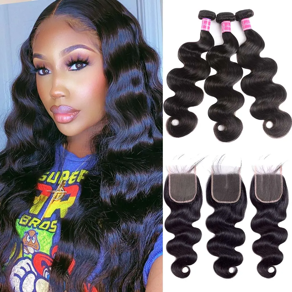 Body Wave Bundles with Closure Wig-Maker Kit High Density 10A Brazilian Human Hair