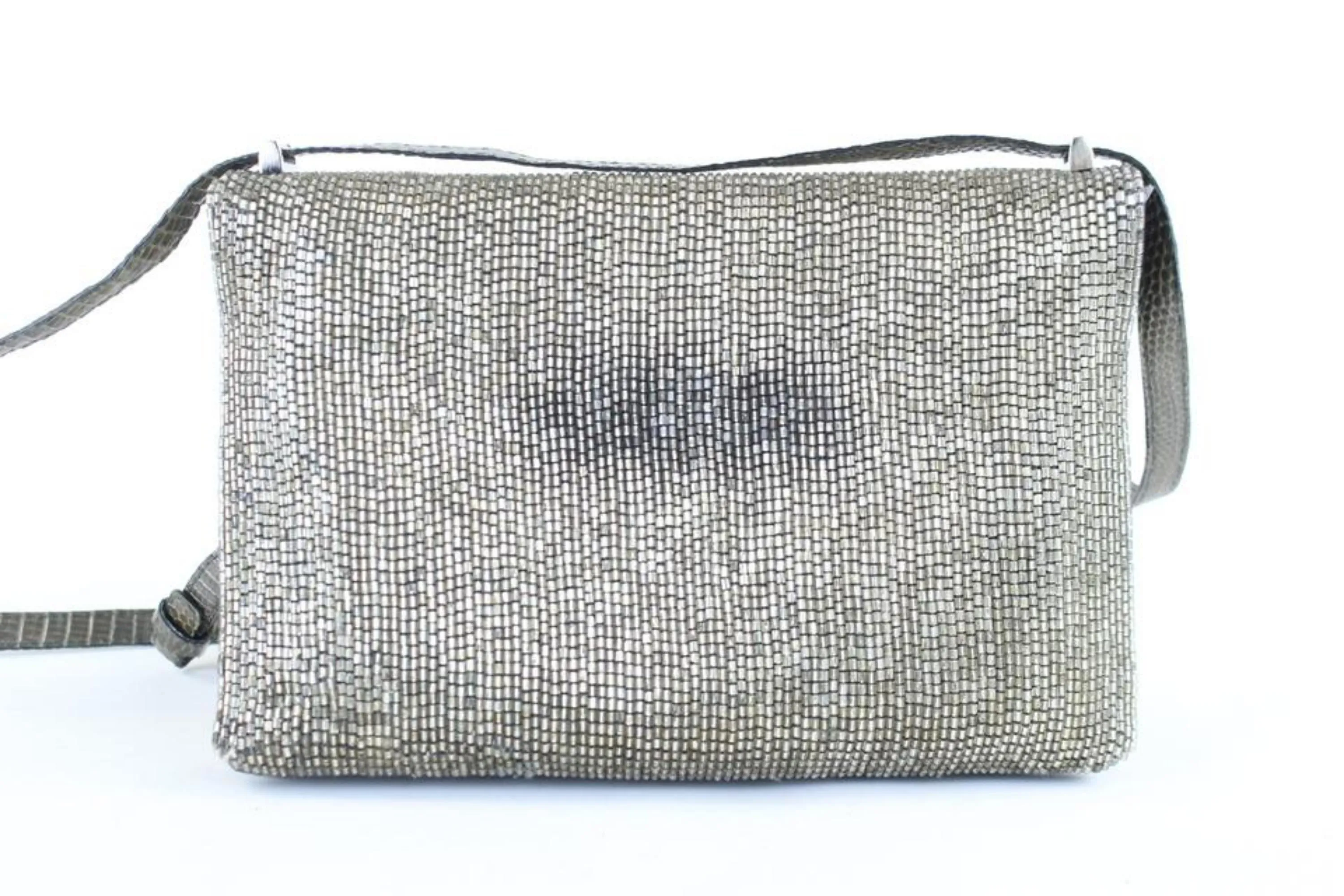 Bottega Veneta Silver Sequin Beaded Crossbody Turnlock Flap 1BV824