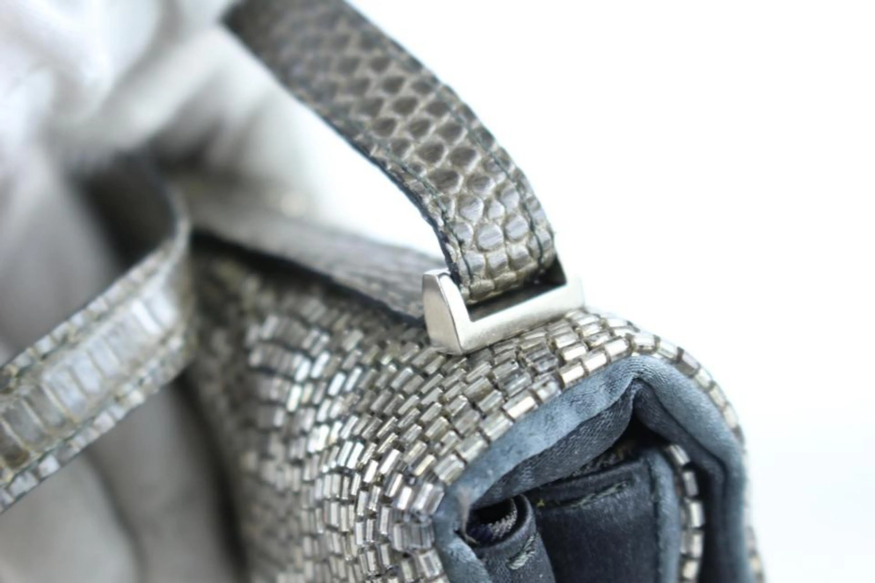 Bottega Veneta Silver Sequin Beaded Crossbody Turnlock Flap 1BV824