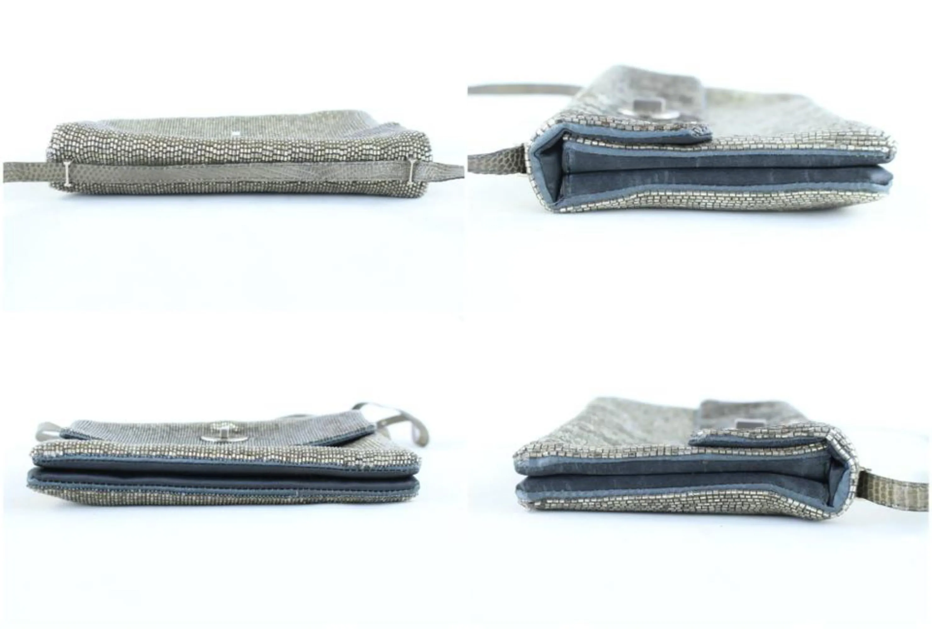 Bottega Veneta Silver Sequin Beaded Crossbody Turnlock Flap 1BV824