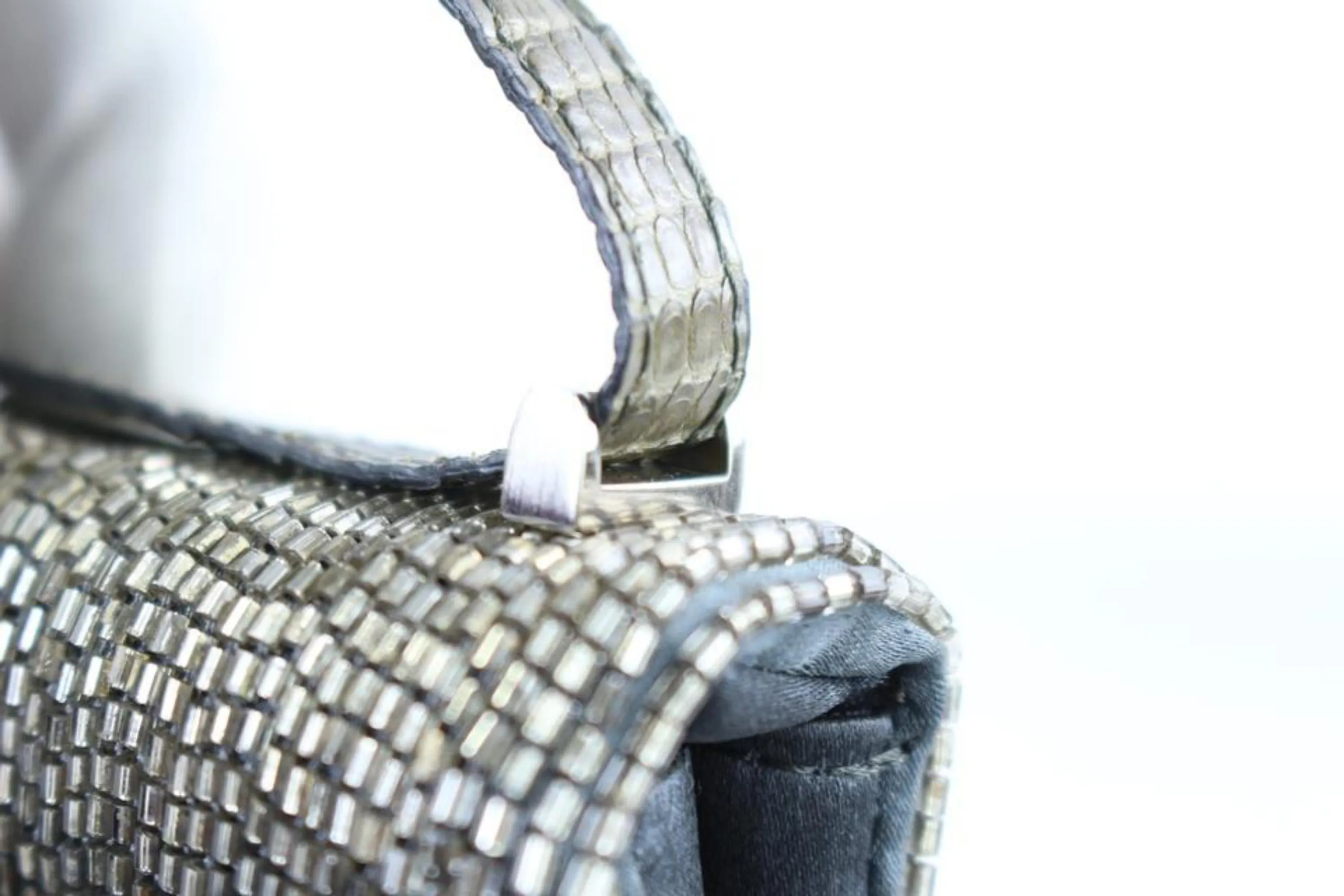 Bottega Veneta Silver Sequin Beaded Crossbody Turnlock Flap 1BV824