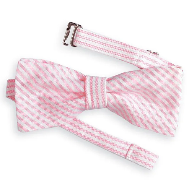 Bow Tie -- Pink Seersucker Stripe