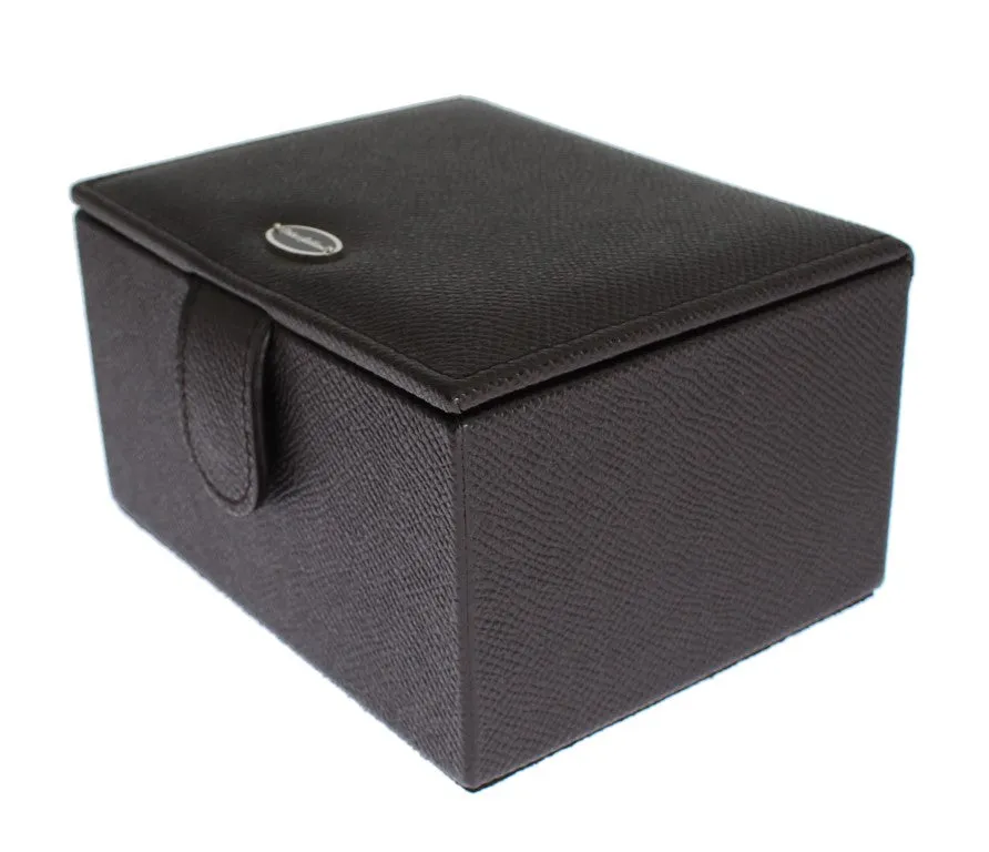 Brown Leather Unisex Two Watch Case Cover Box Storage