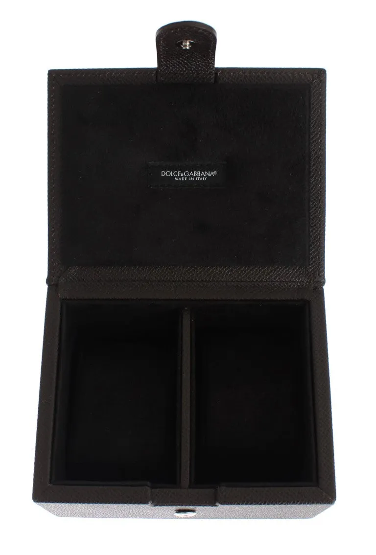 Brown Leather Unisex Two Watch Case Cover Box Storage