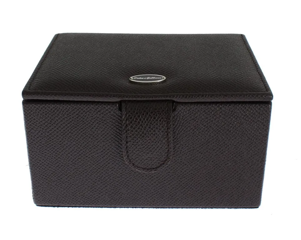 Brown Leather Unisex Two Watch Case Cover Box Storage