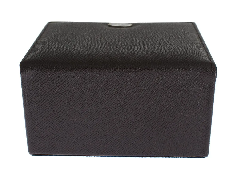 Brown Leather Unisex Two Watch Case Cover Box Storage