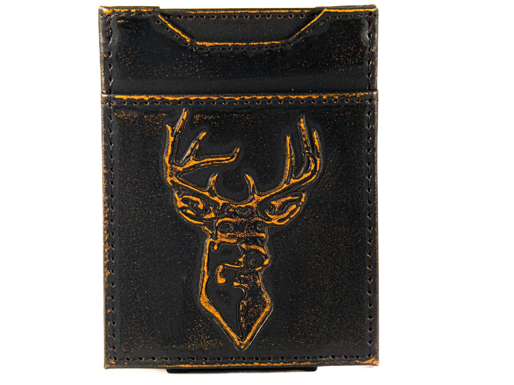 Buck Burnished Leather Magnetic Front Pocket Wallet