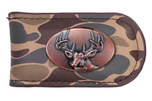 Buck Men's Old School Camo Leather Money Clip.