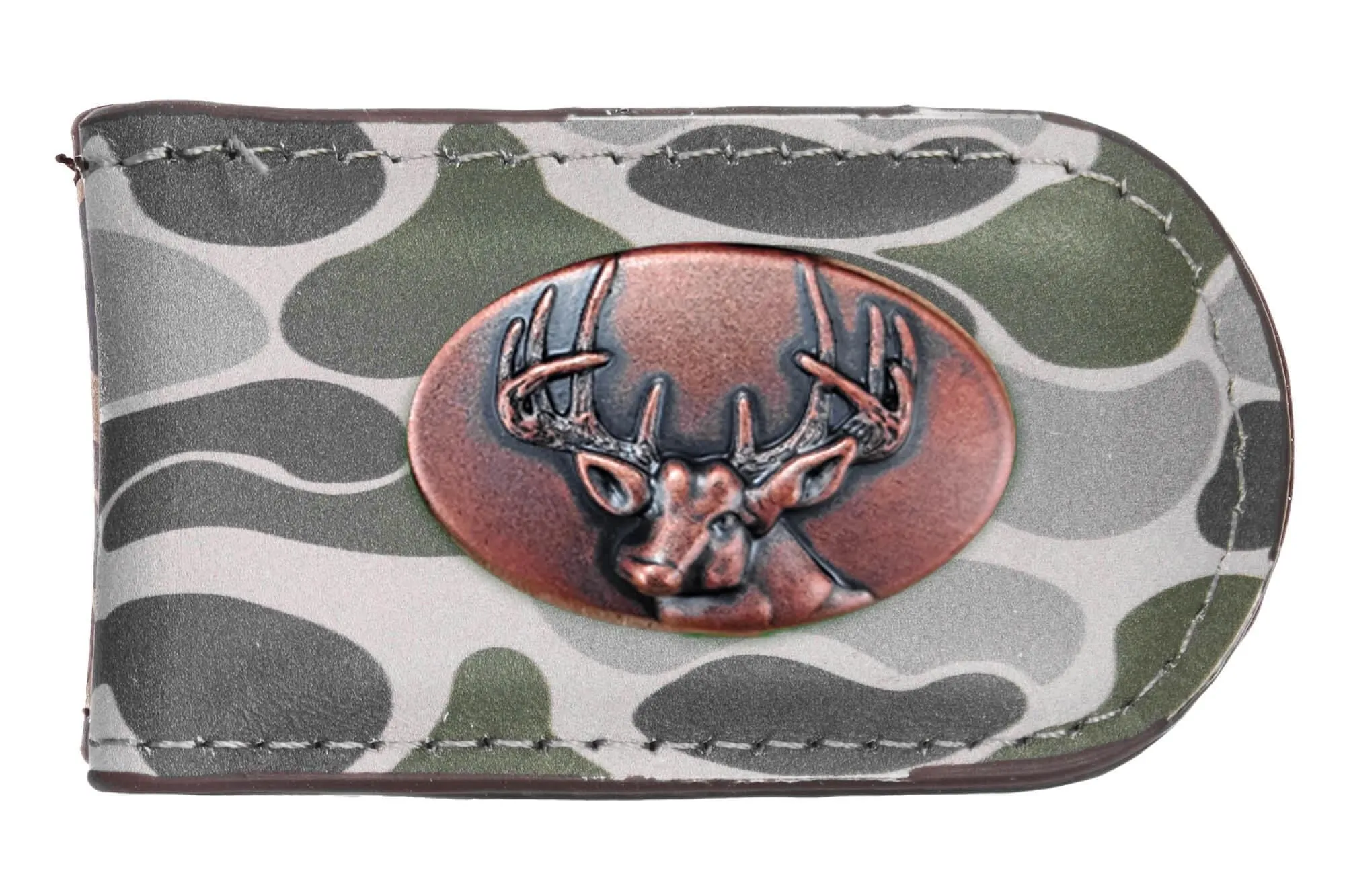 Buck Men's Old School Camo Leather Money Clip.