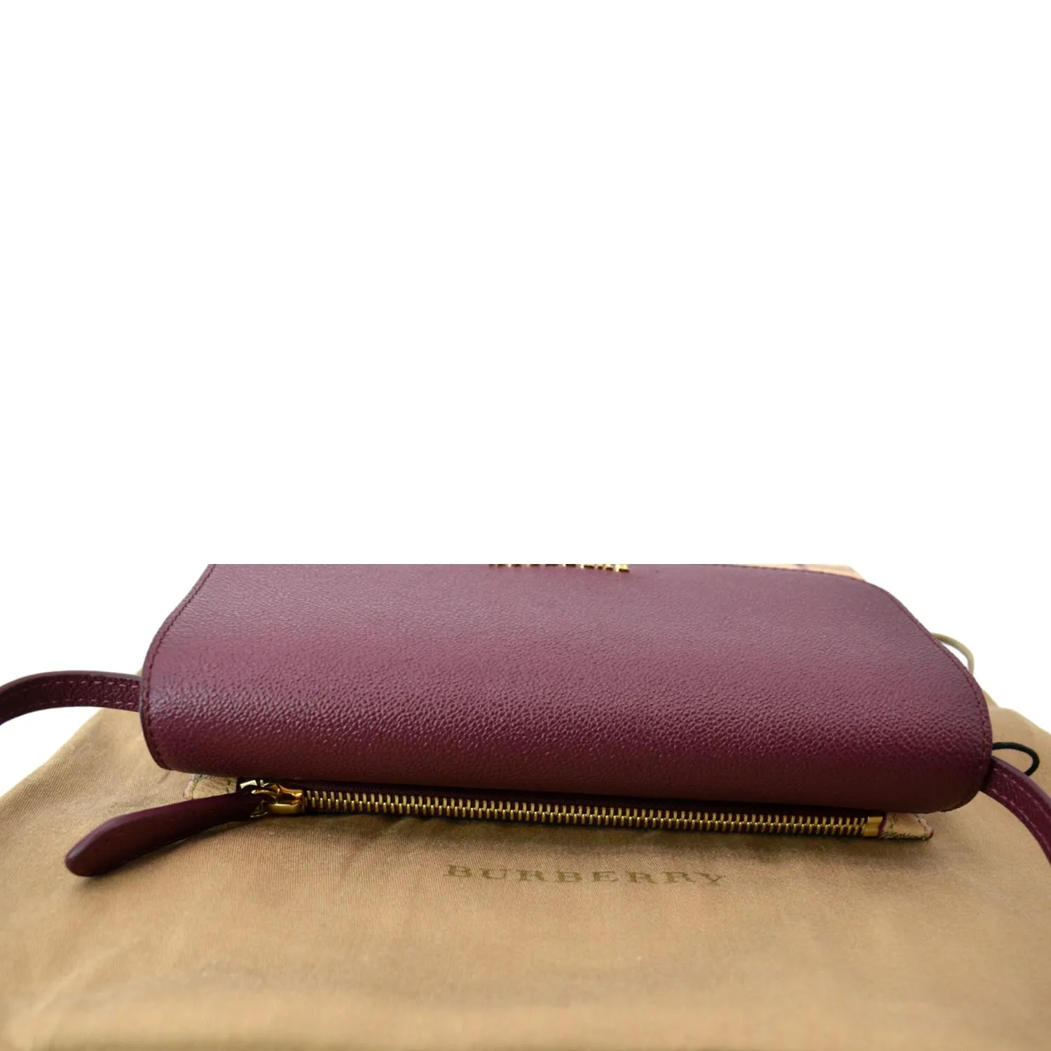 Burberry  Loxley Check Leather Shoulder Bag Purple