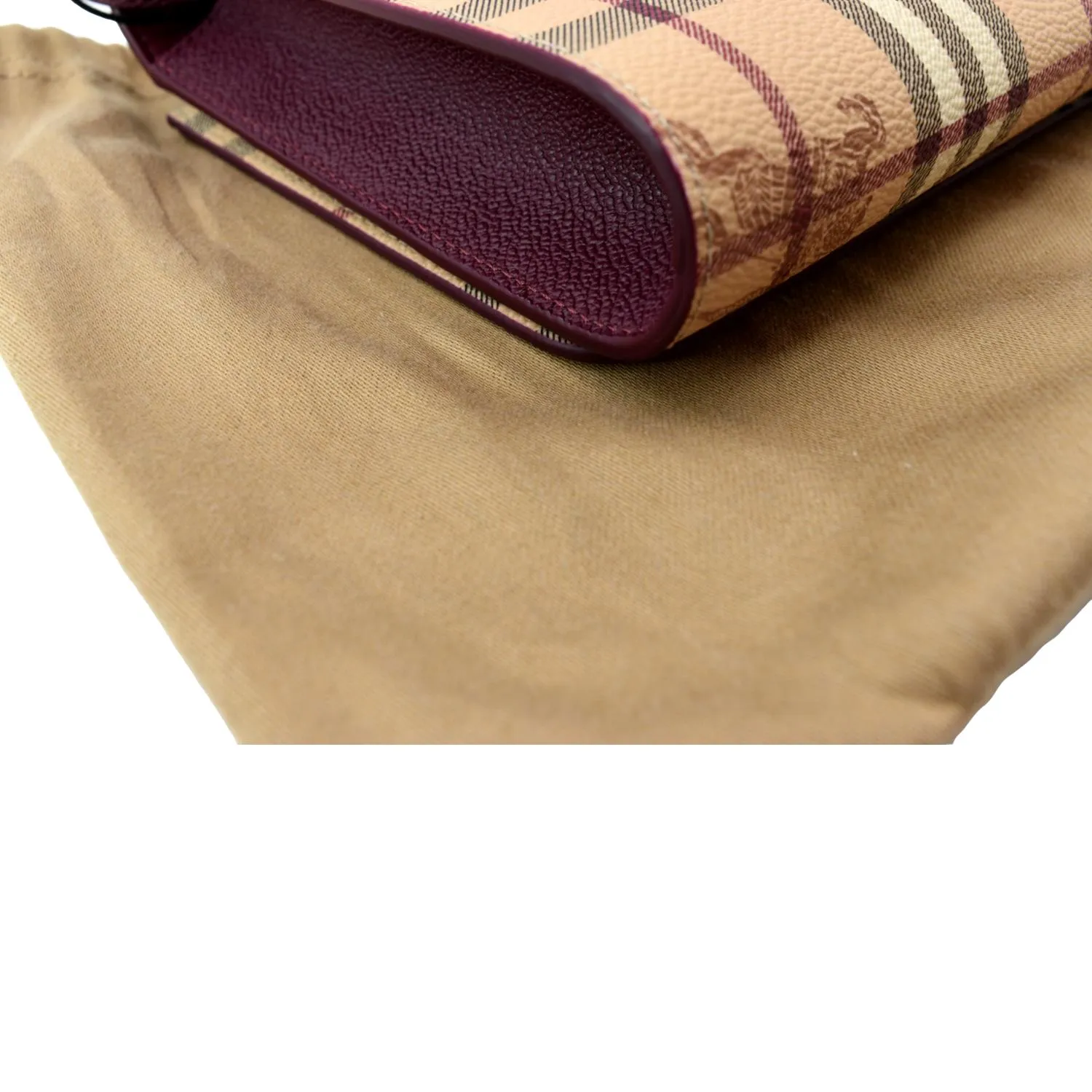 Burberry  Loxley Check Leather Shoulder Bag Purple