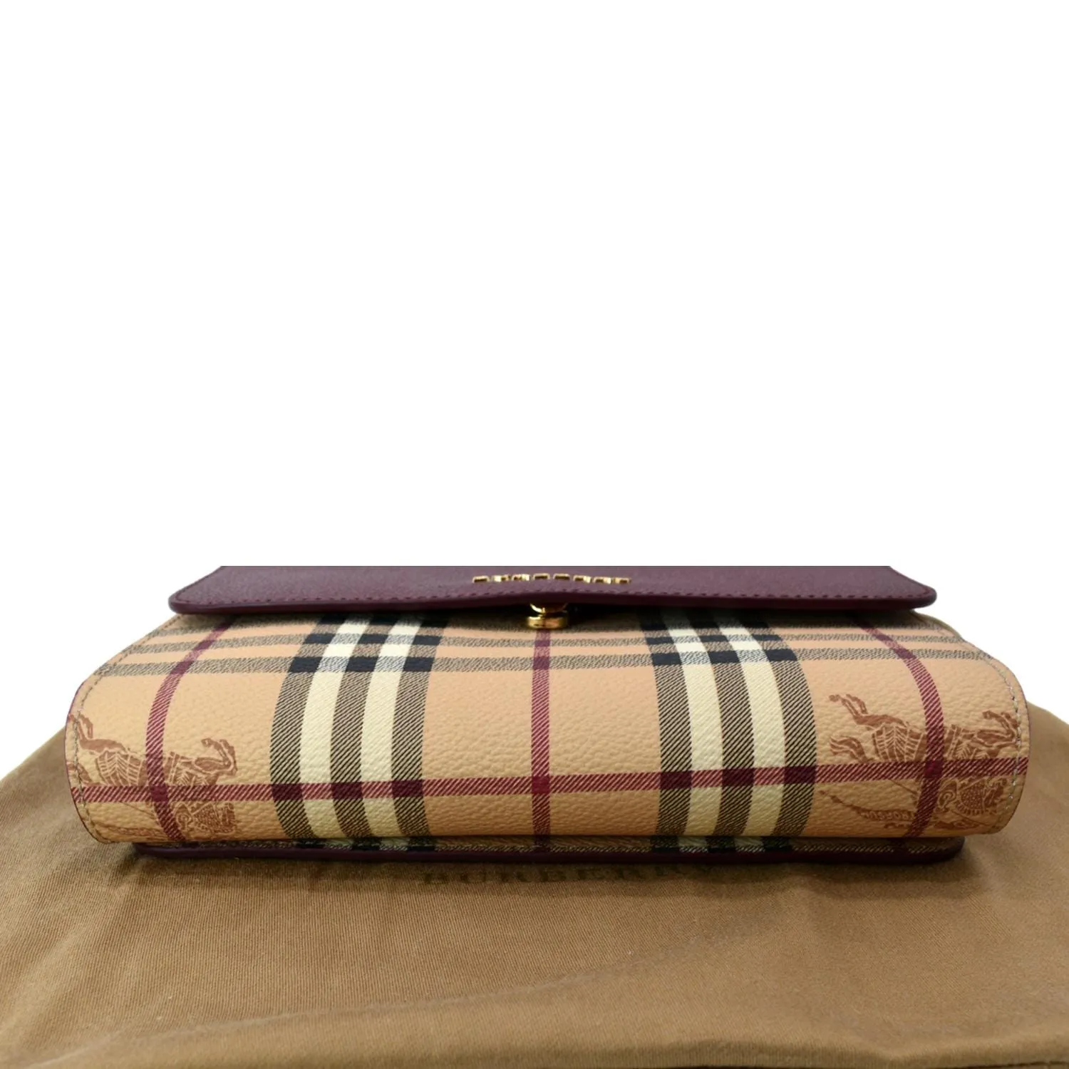 Burberry  Loxley Check Leather Shoulder Bag Purple