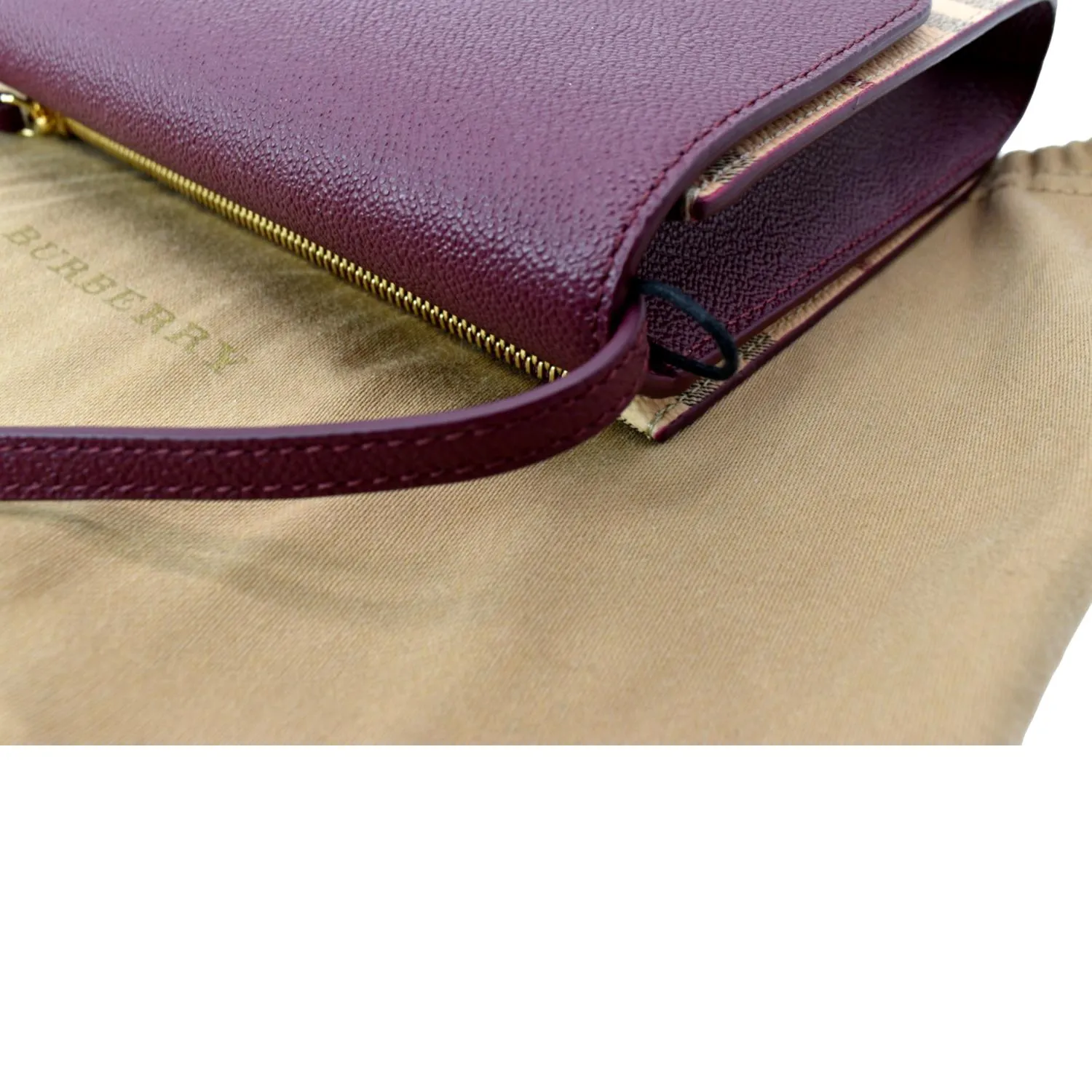 Burberry  Loxley Check Leather Shoulder Bag Purple