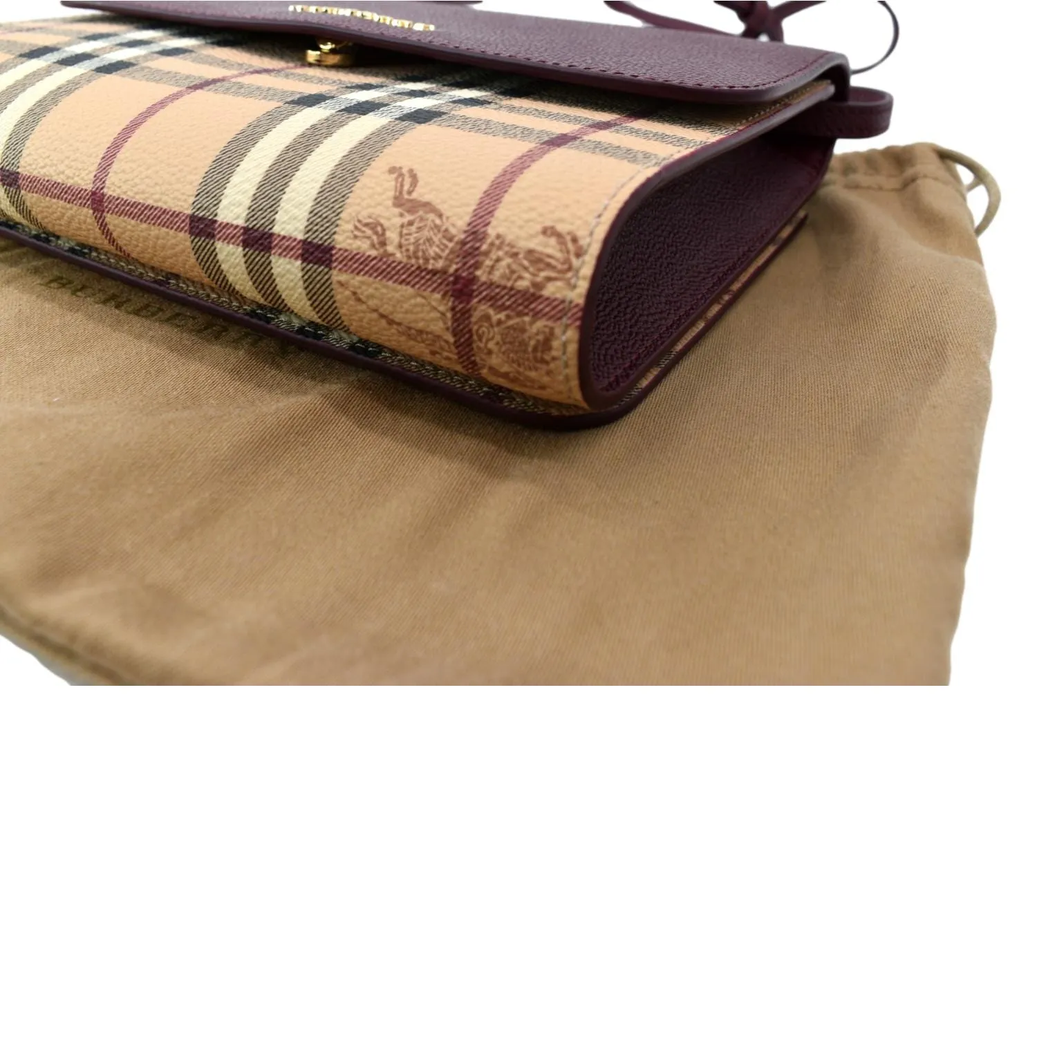 Burberry  Loxley Check Leather Shoulder Bag Purple