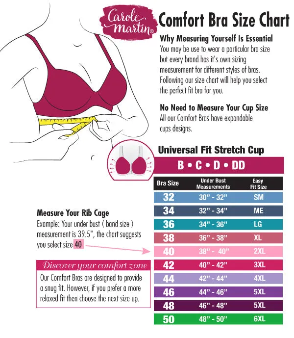 Carole Martin Full-Freedom Comfort Front Closure Bra for Women, Wireless Matching Set of 2