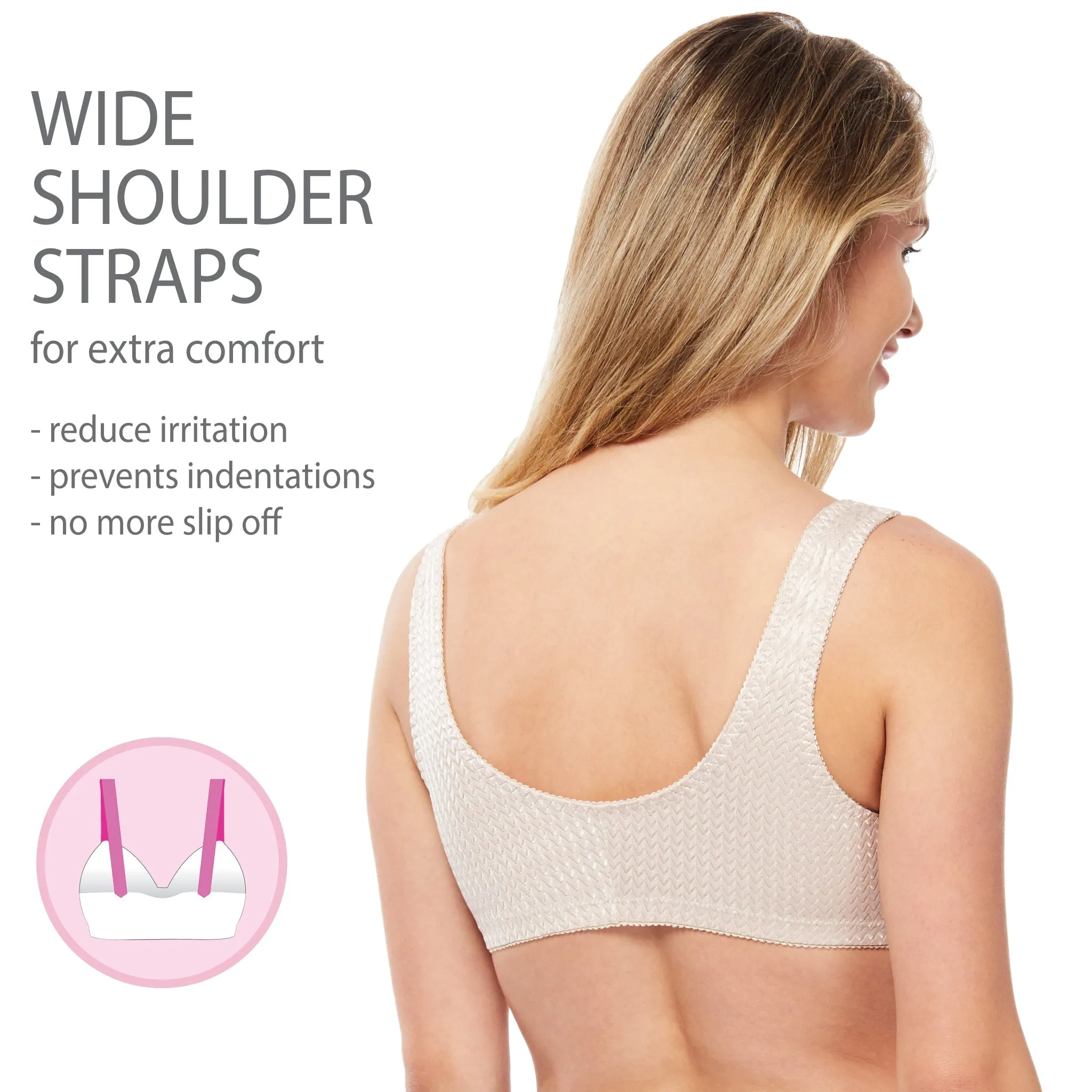 Carole Martin Full-Freedom Comfort Front Closure Bra for Women, Wireless Matching Set of 2