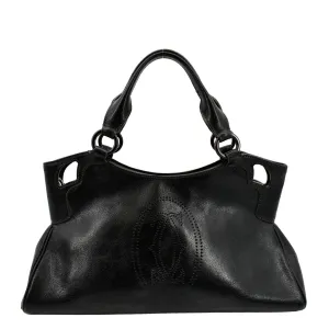 CARTIER Marcello de Cartier Leather Shoulder Bag Black