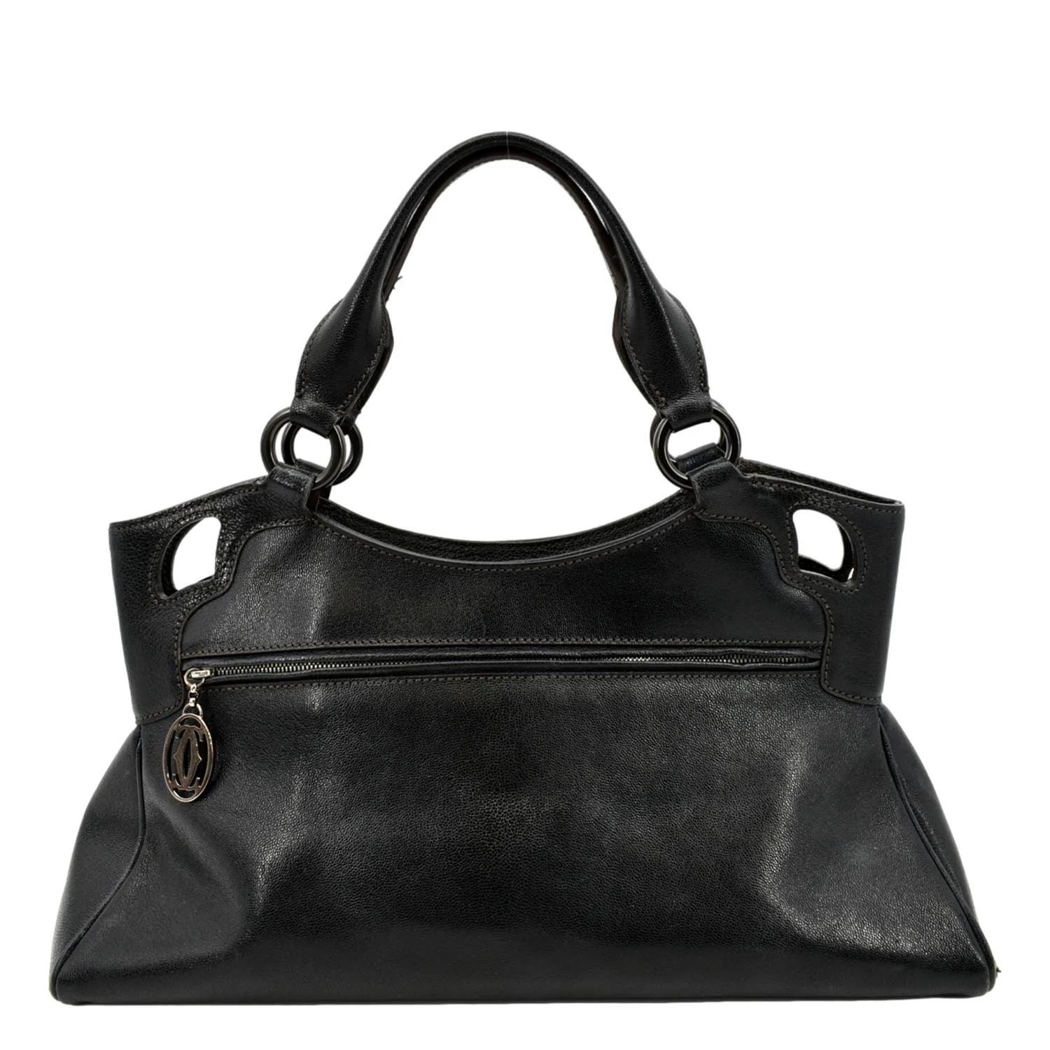 CARTIER Marcello de Cartier Leather Shoulder Bag Black