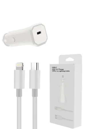 Cell Phone Accessories, 20W Combo Car PD Charger w/Lightning Cable