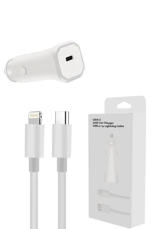 Cell Phone Accessories, 20W Combo Car PD Charger w/Lightning Cable