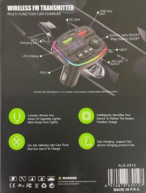 Cell Phone Accessories, Bluetooth FM Transmitter PD Charger