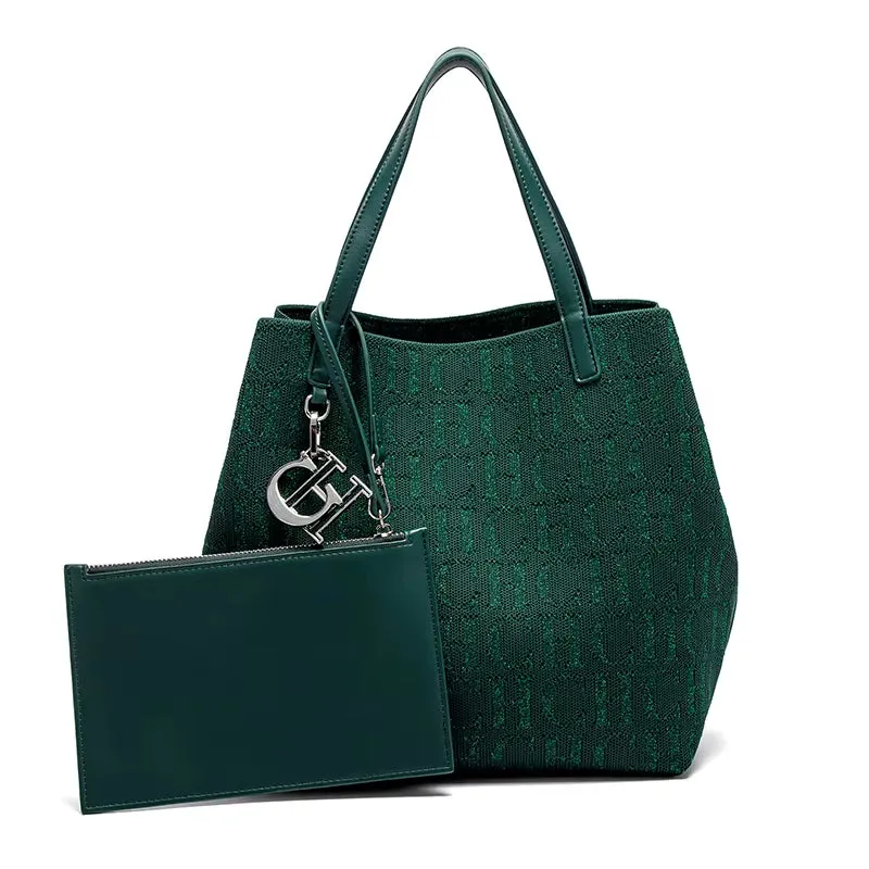 CH Simple Daily Commuter Bag Ladies Crossbod Ladies Tote Bag Large Capacity Ladies Shoulder Bag Solid Colour Letter Print Design