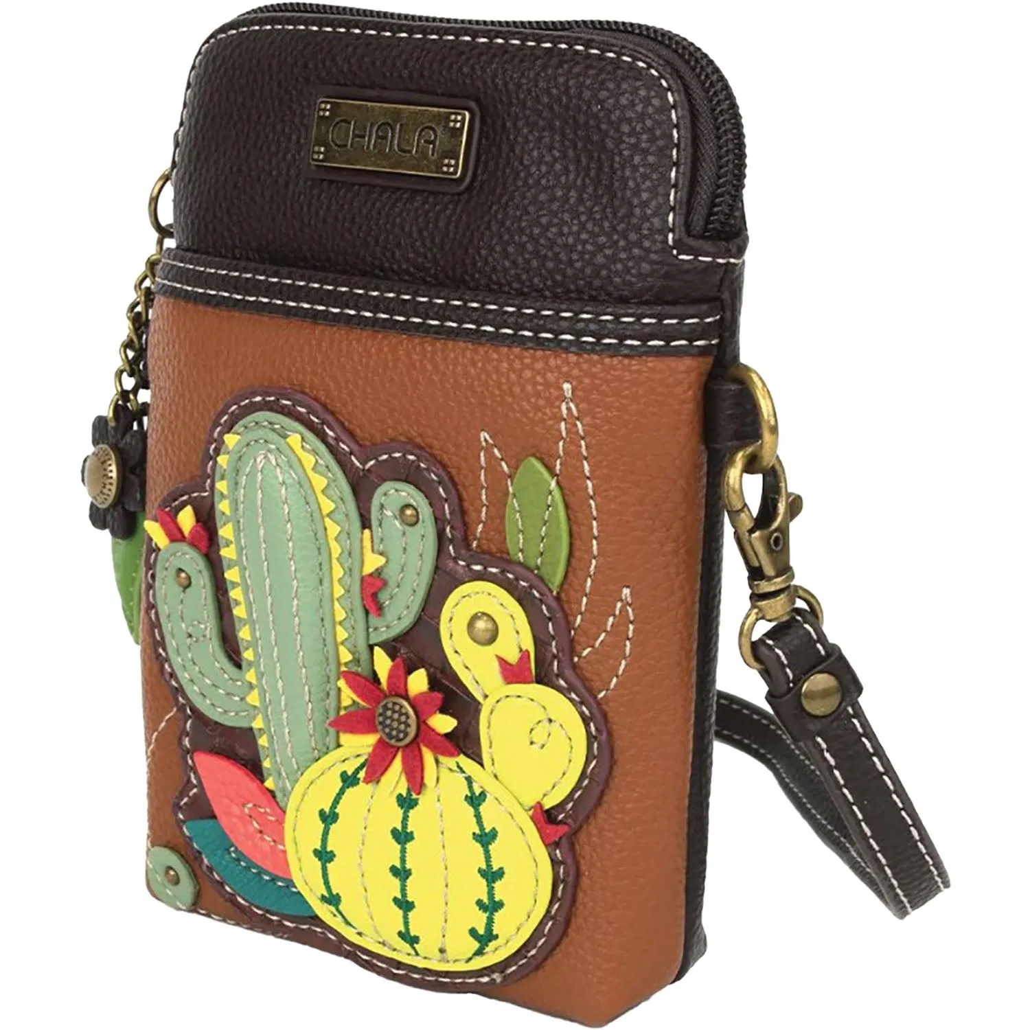 Chala Cactus Cellphone Crossbody Brown