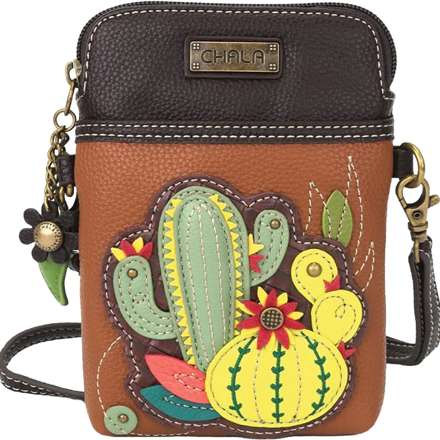 Chala Cactus Cellphone Crossbody Brown