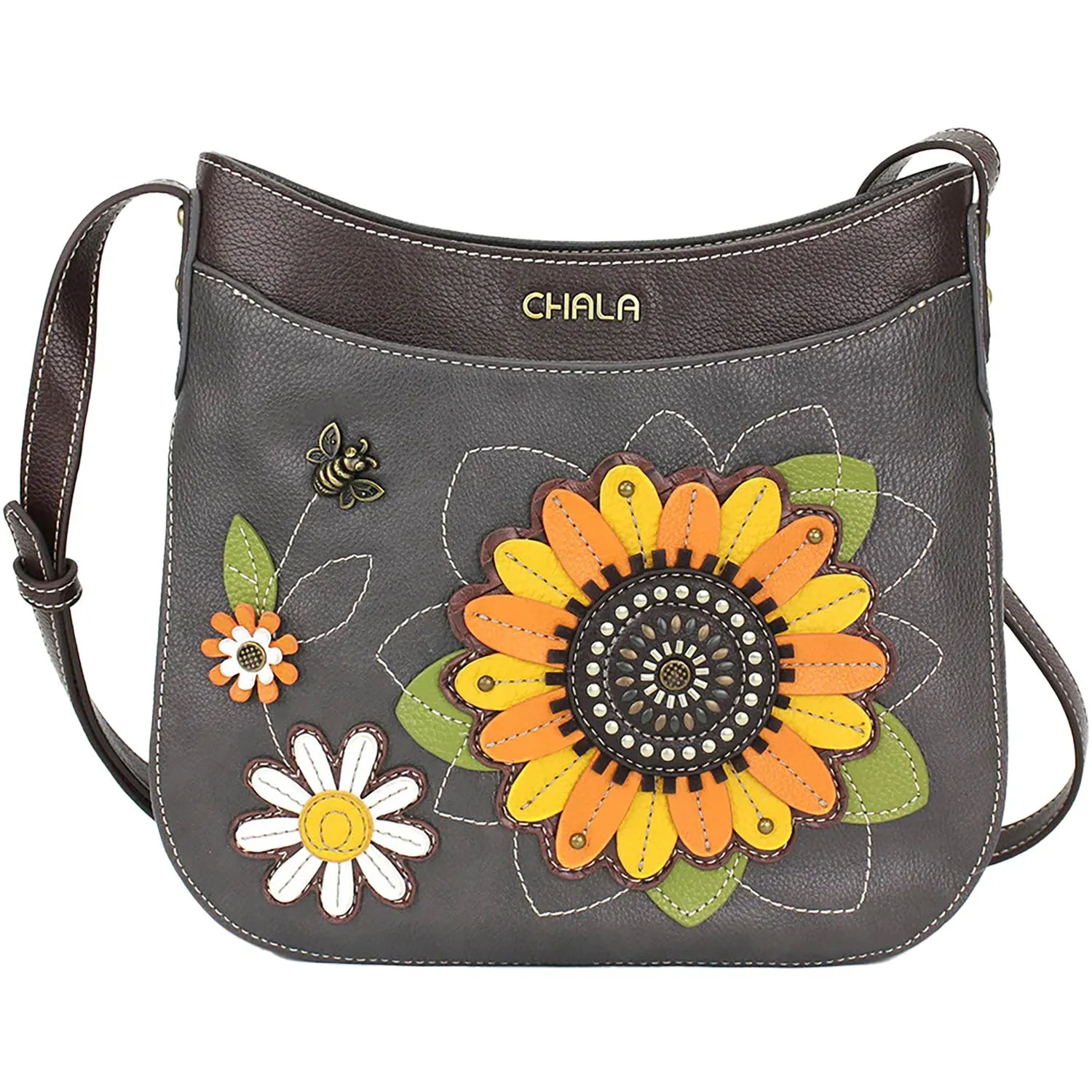 Chala Handbags Sunflower Crescent Crossbody Ink