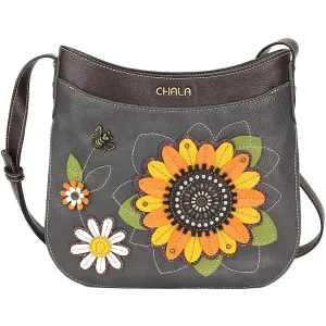 Chala Handbags Sunflower Crescent Crossbody Ink