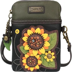 Chala Sunflower Cell Phone Crossbody Black