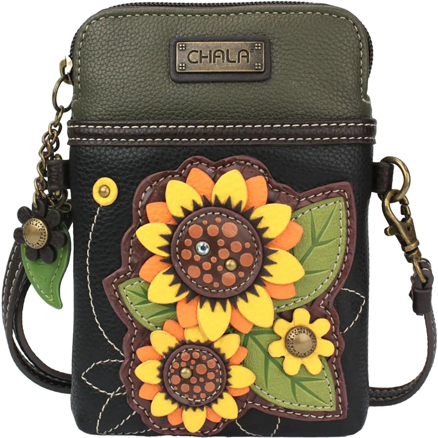 Chala Sunflower Cell Phone Crossbody Black