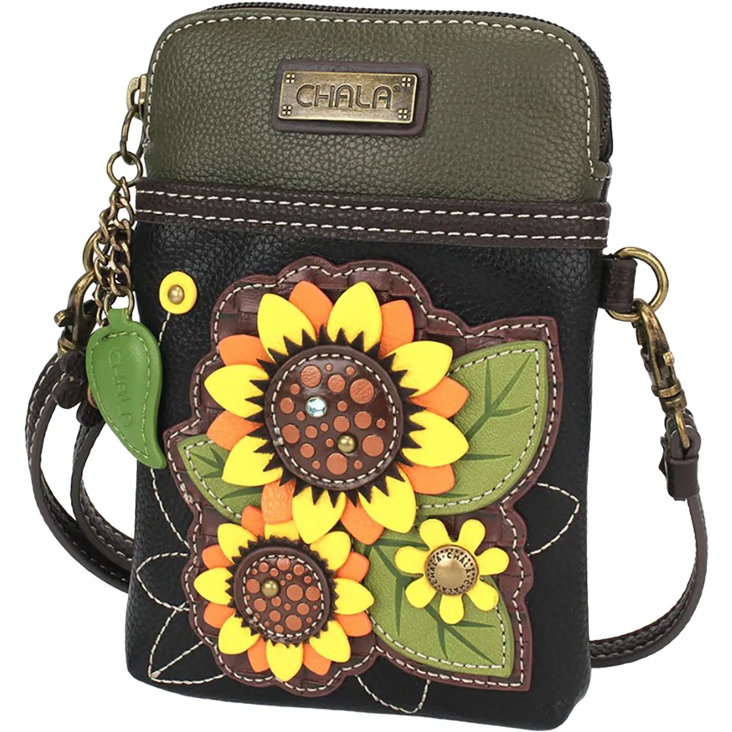 Chala Sunflower Cell Phone Crossbody Black