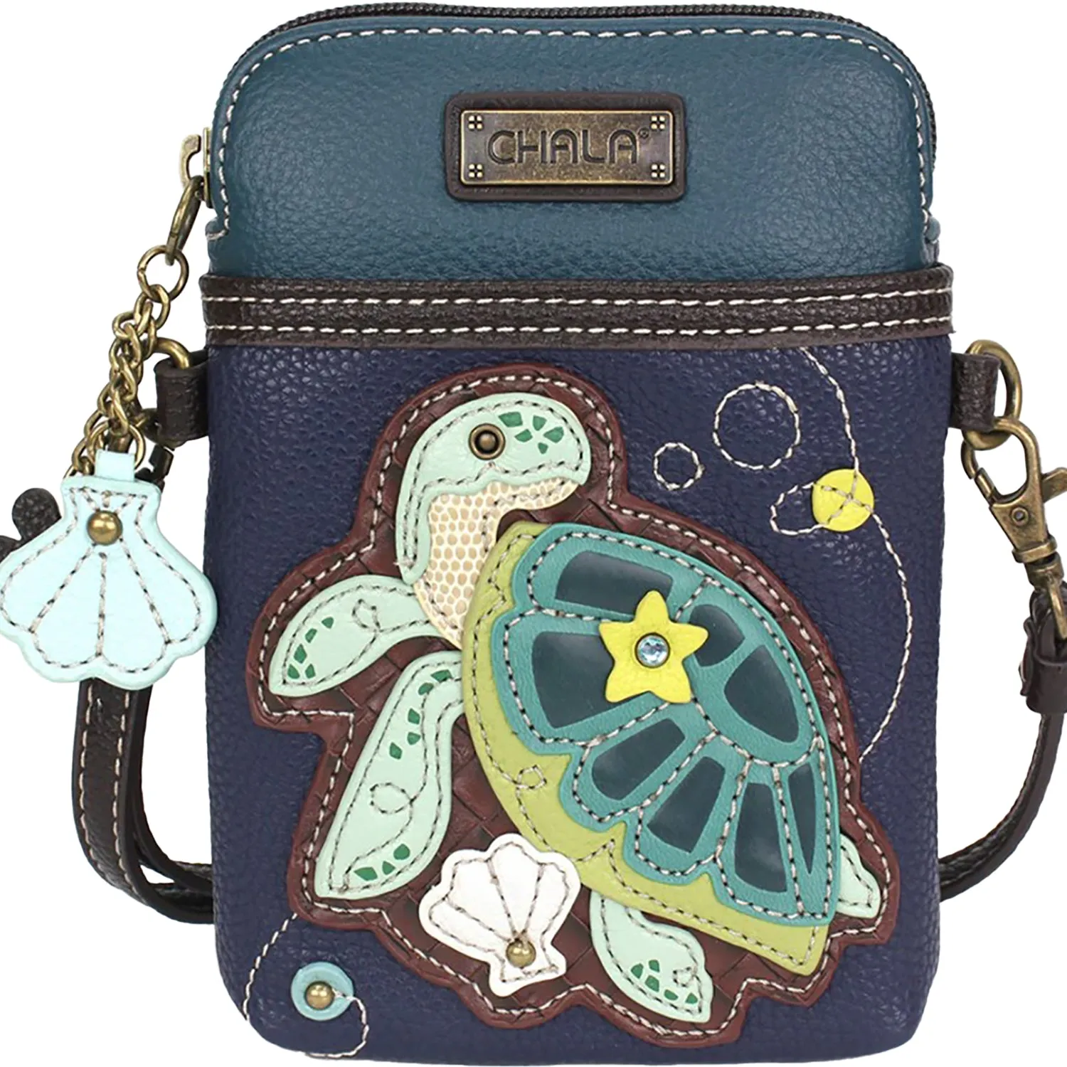 Chala Turtle Cell Phone Crossbody Navy